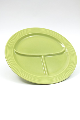 Vintage Fiesta Ten Inch Divided Plate in Original 50s Chartreuse Glaze Vintage Fiesta Ten Inch Divided Plate in Original 50s Chartreuse Glaze