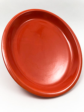 Vintage Fiesta Red Large 13inch Royal Metal Platter: Hard to Find Go-Along Fiestaware Pottery For Sale