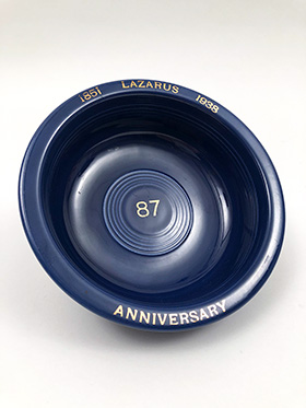 Lazarus 1938 Anniversary Blue Vintage Fiestaware Fruit Bowl For Sale Lazarus 1938 Anniversary Blue Vintage Fiestaware Fruit Bowl For Sale