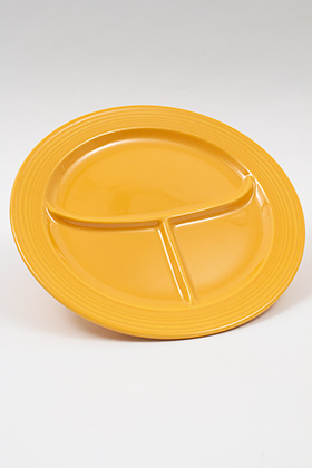  Vintage Fiesta Ten Inch Divided Plate in Original yellow: Genuine, Old, Antique, For Sale, Gift
      