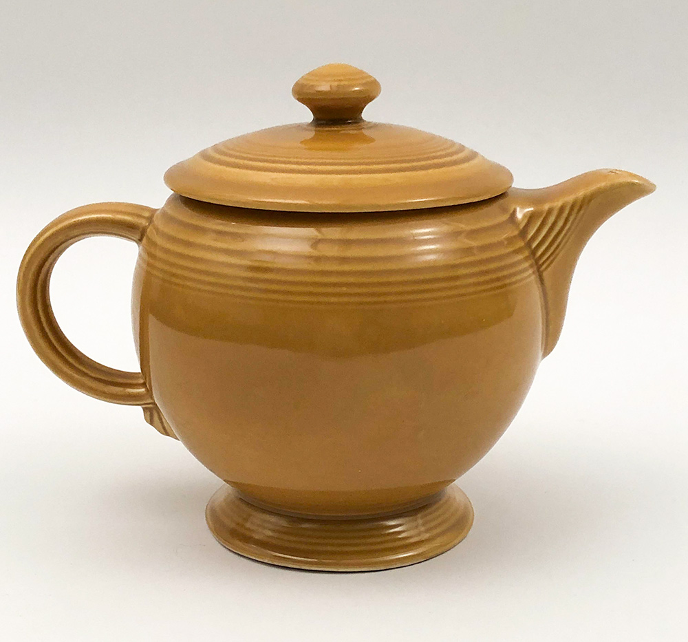 fiesta ironstone teapot in antique gold