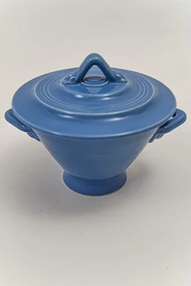 Harlequin Pottery Sugar Bowl in Original Mauve Blue Glaze