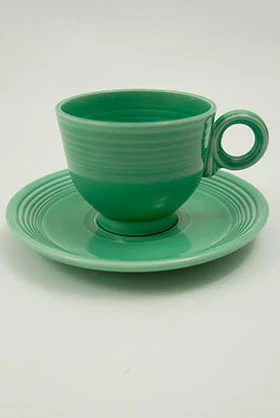 Original Green Vintage Fiestaware Teacup and Saucer Set For Sale