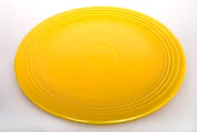 yellow vintage fiestaware 15 inch chop plate