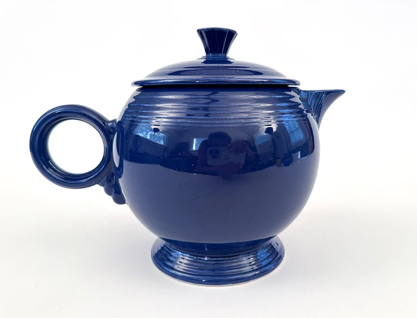 cobalt blue vintage fiestaware large ring handled teapot for sale