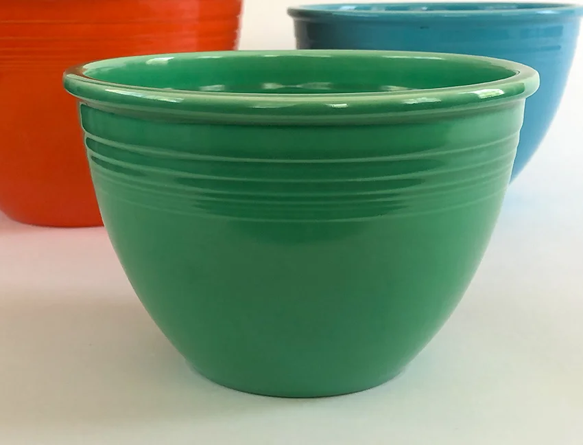 original green vintage fiesta  number 4 mixing bowl with inside bottom rings