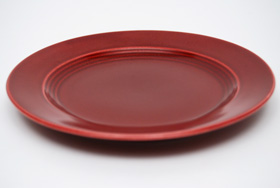 Vintage Harlequin Pottery Maroon Bread and Butter Plate For Sale