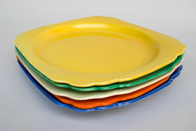 Original Harlequin Yellow RIviera Pottery Oval Well Platter with Tab Handles
      