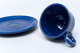 Fiesta Cobalt Blue Fiesta Teacup and Saucer Fiestaware Pottery For Sale