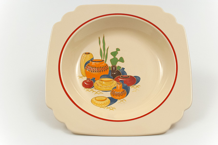 mexicana decalware deep plate with red stripes
