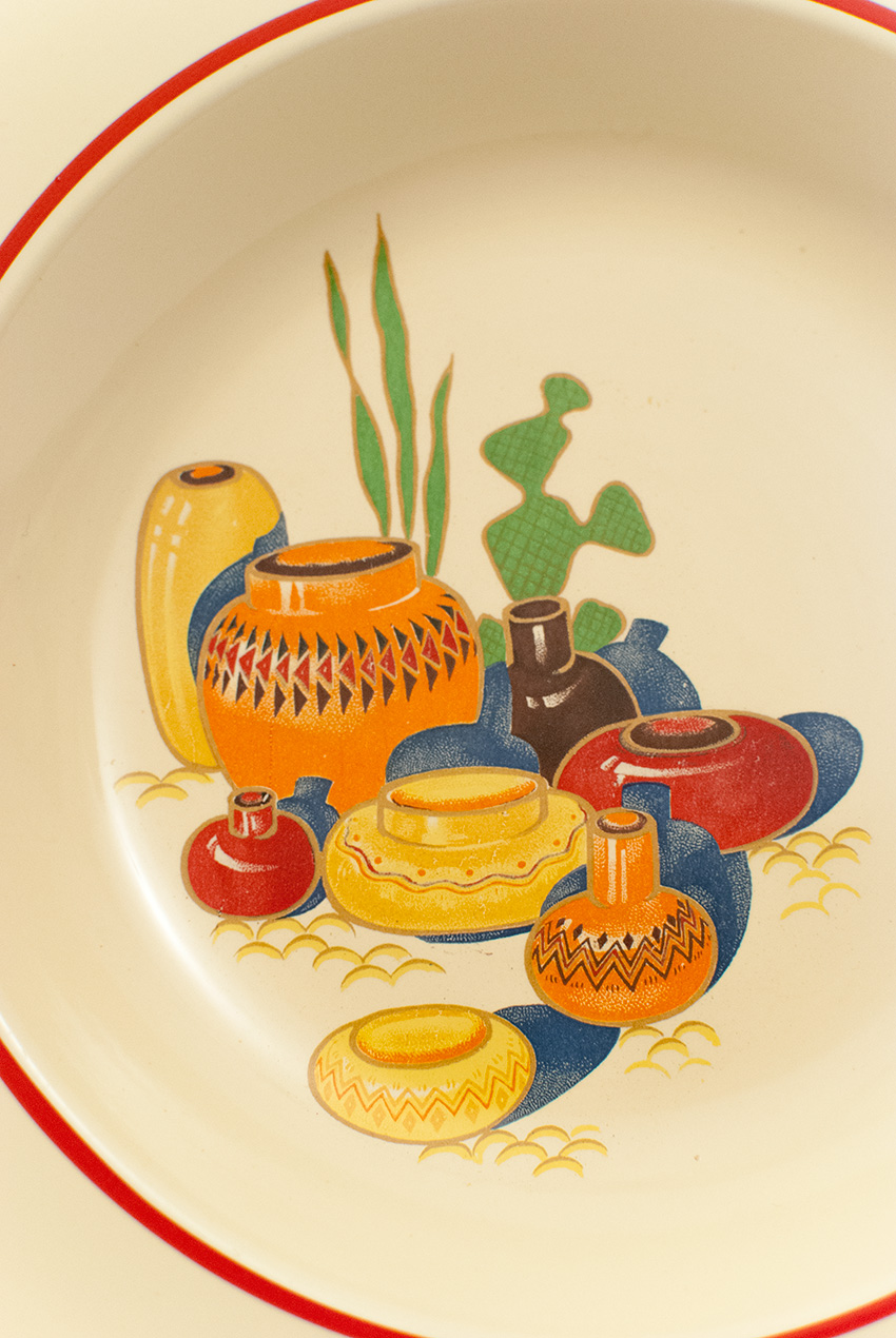 mexicana decalware deep plate with red stripes