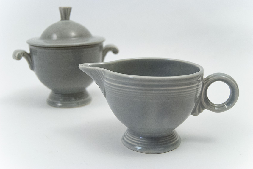 Vintage Fiestaware Lidded Sugar Bowl In Original Chartreuse For Vintage Fiesta Sugar And Creamer Set In Original 50s Gray Glaze