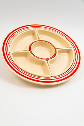 Vintage Fiesta Red Striped Relish Tray