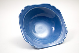 Vintage Riviera Pottery Harlequin Mauve Blue Oatmeal Bowl