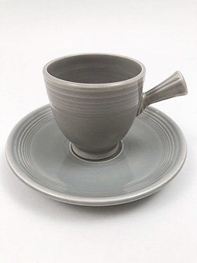 50s Fiestaware Gray AD Demitasse Cup and Saucer Set 50s Fiestaware Gray AD Demitasse Cup and Saucer Set