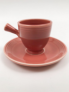 50s Fiestaware Rose AD Demitasse Cup and Saucer Set 50s Fiestaware Rose AD Demitasse Cup and Saucer Set