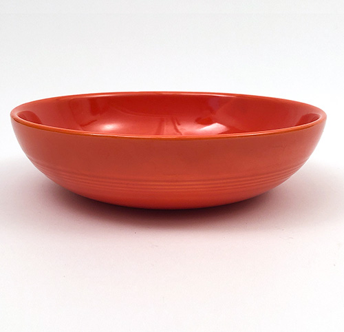 Harlequin Red Individual Salad Bowl Woolworths 1940s Pottery Radioactive Glaze Fiesta Rings
