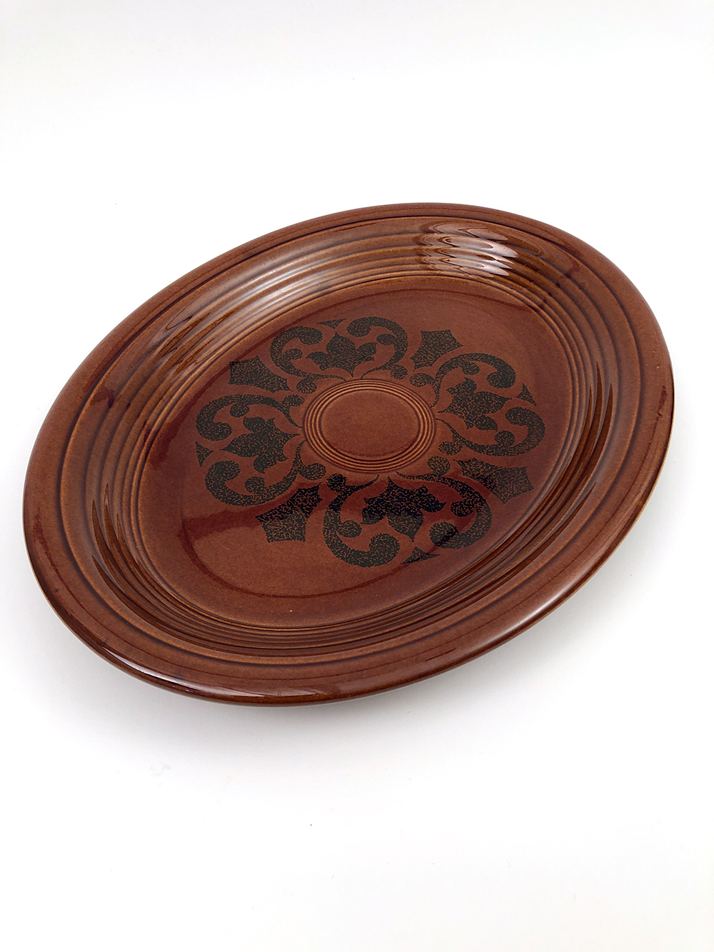 fiesta ironstone platter in amberstone dark brown