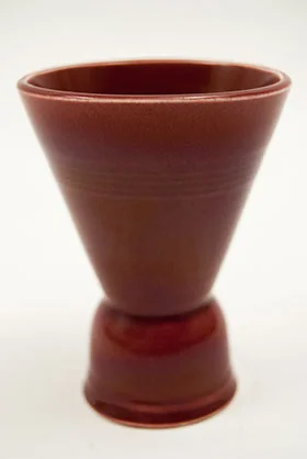  Vintage Harlequin double egg cup in maroon colored glaze for sale